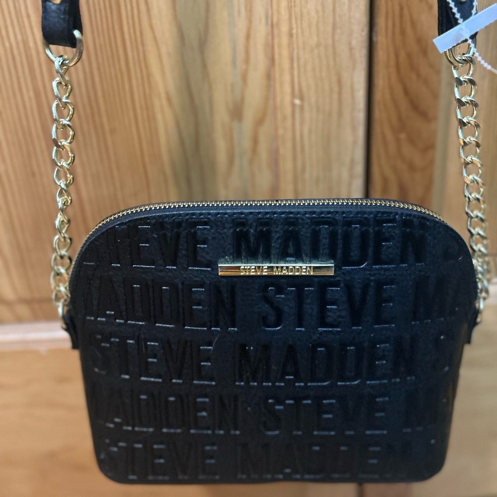 NEW Steve Madden Black Monogram Crossbody Handbag